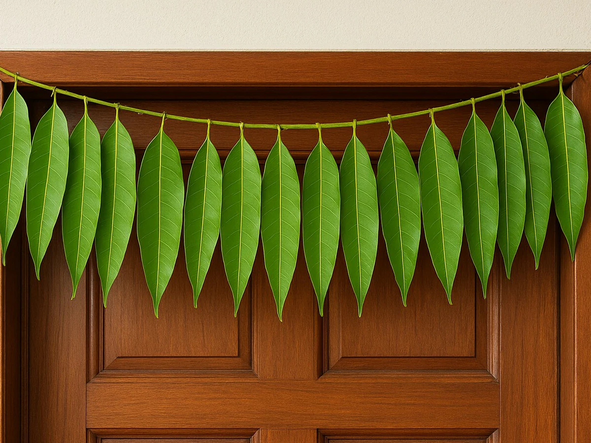 Benefits of hanging mango leaf toran at home entrance