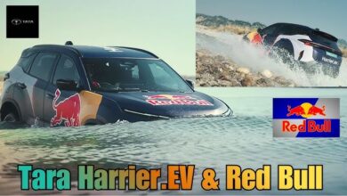 Harrier EV water wading jump test viral video 2025