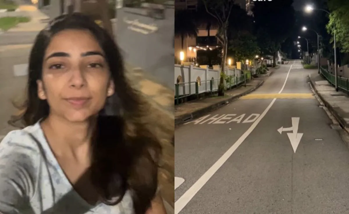 indian woman walking alone 3am singapore viral video